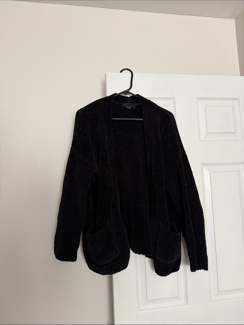 Sanctuary Black Open-Front Chunky Knit Cardigan